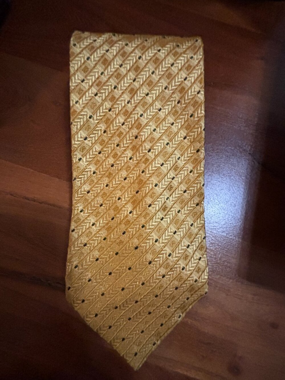 Dormeuil Gold & Brown Matrix Polka Dotted Pattern 59/3.73" Silk Tie